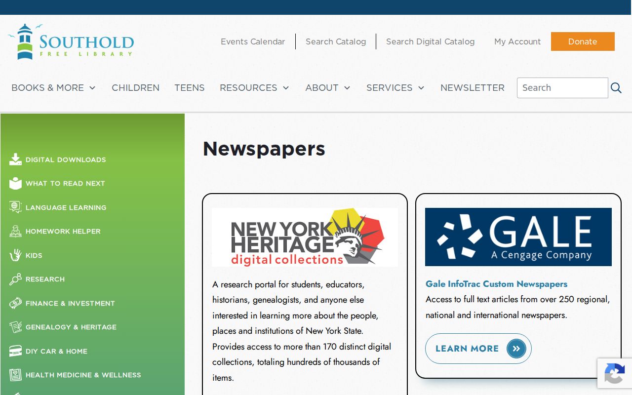 Southold city directory newspaper research resources at Southold Free Library