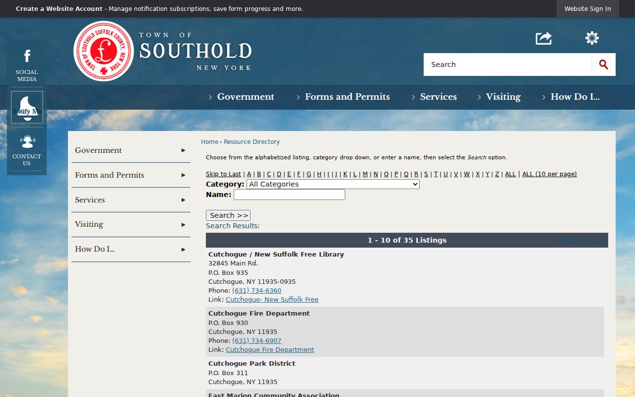 Southold neighbors community organization contacts in the town directory