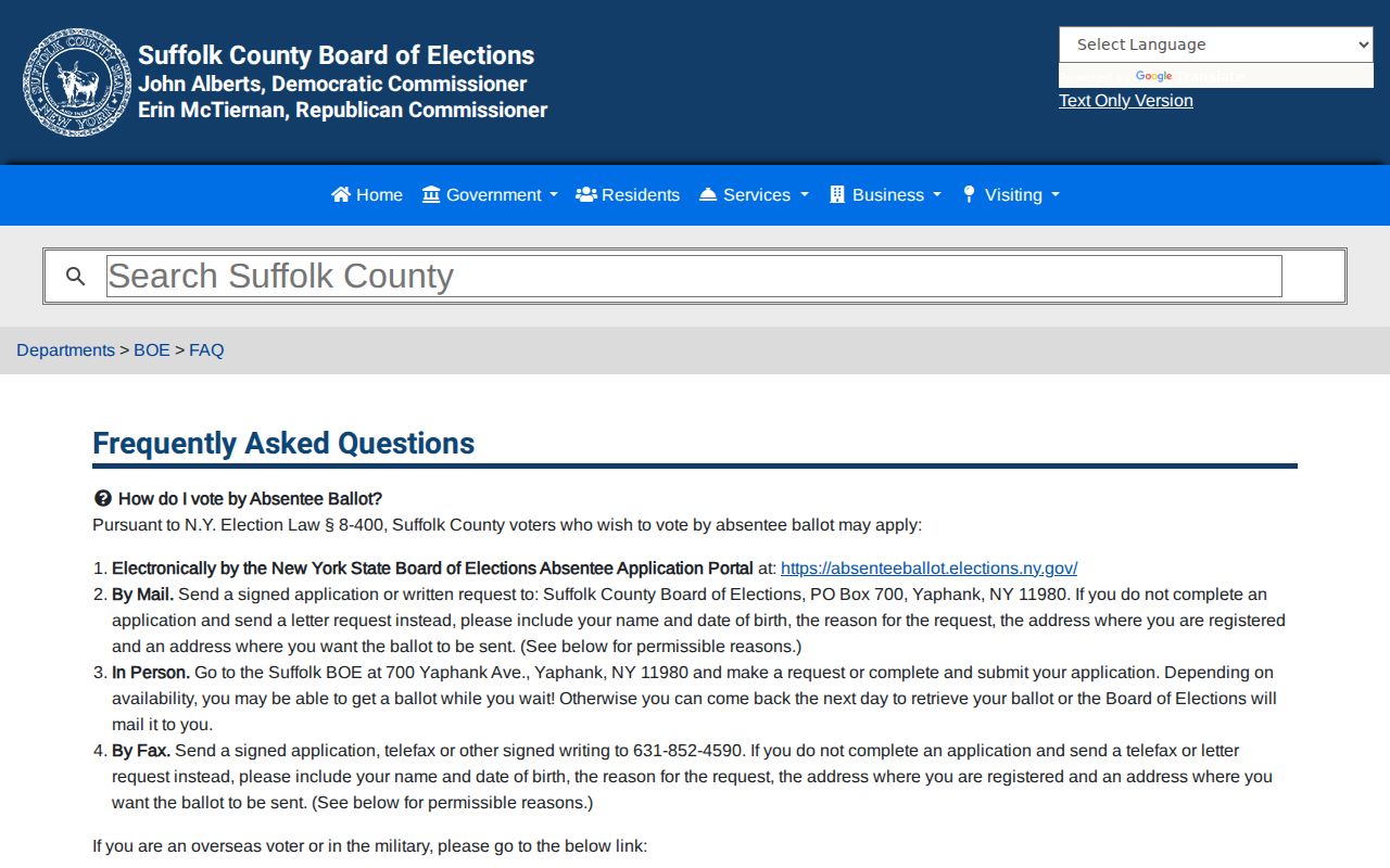 Southold neighbors election-record research at the Suffolk Board of Elections