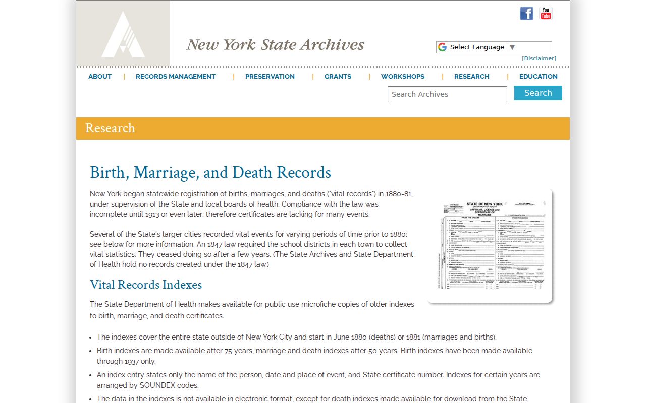 Southold resident lookup vital-record guidance from the New York State Archives