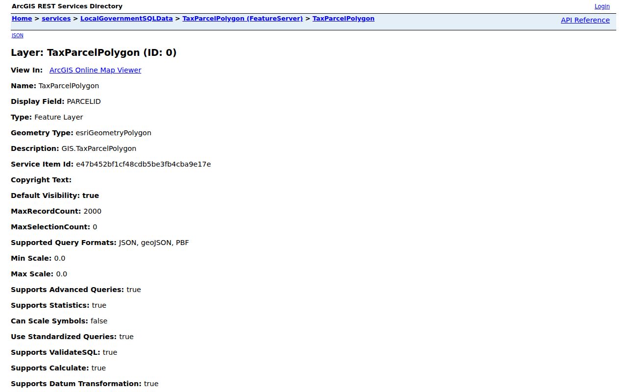 Southold street directory parcel identifier reference in the Suffolk tax-parcel FeatureServer